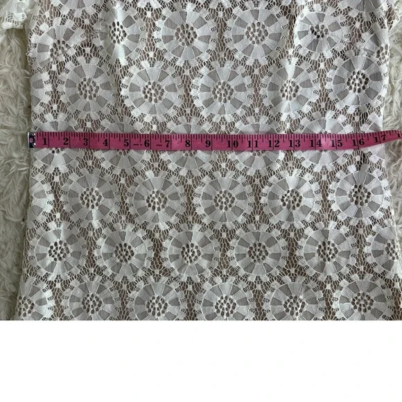 Vince Camuto Womens Size 12 White Lace Nude Lined Sheath Dress #0416 - Picture 11 of 12